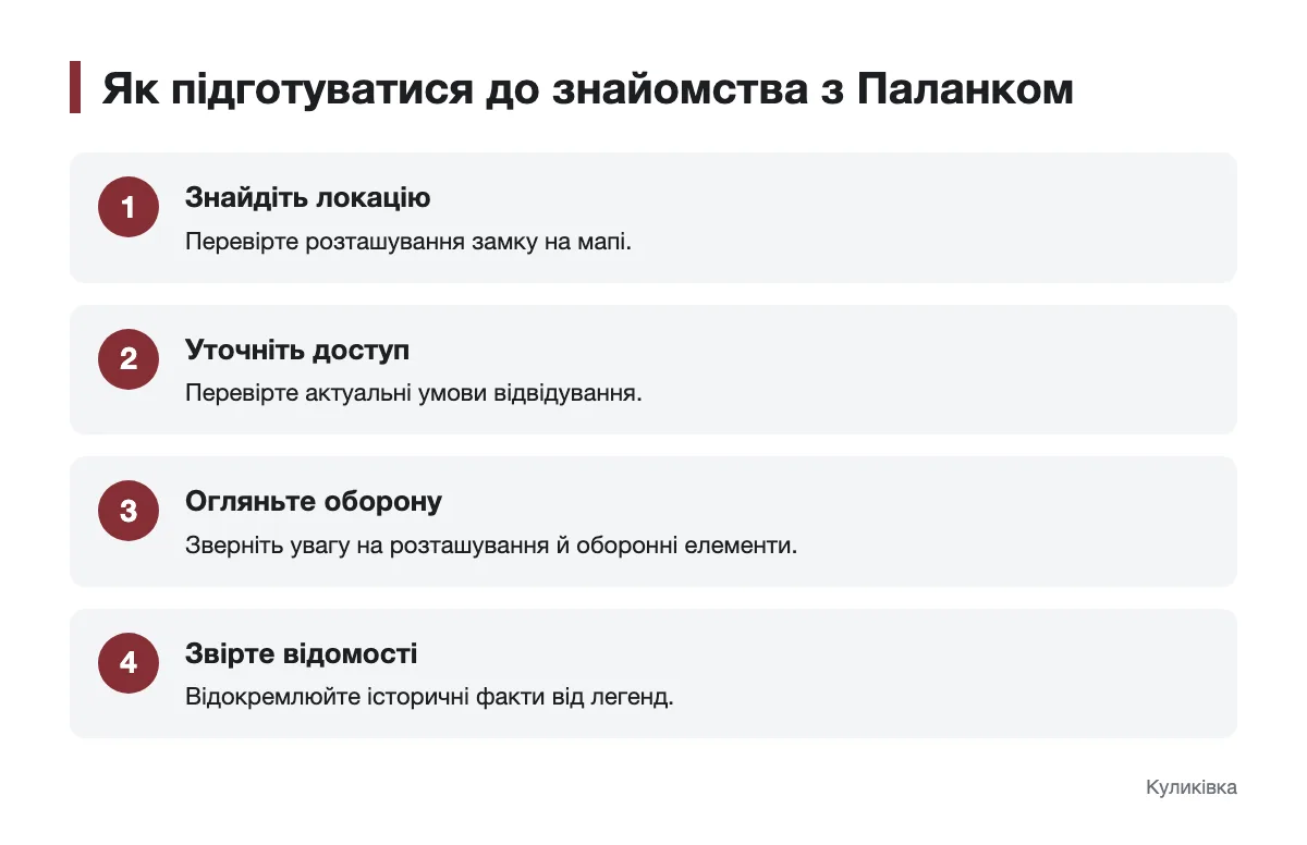 Інфографіка з кроками підготовки до огляду Паланка